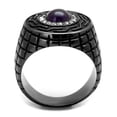 thumbnail image 3 of Mens Ring Black Purple Stainless Steel Ring with Semi-Precious Amethyst Crystal, 3 of 7