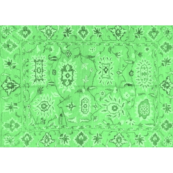 Ahgly Company Indoor Rectangle Abstract Emerald Green Modern Area Rugs, 7' x 10'