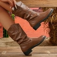 thumbnail image 5 of UngA Women Boots Shark Boots Fold Over Chunky Heel Snip Toe Cowboy Cowgirl Pull On Mid-Calf Boots for Women Brown,Size 7, 5 of 7