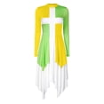thumbnail image 4 of YONGHS Womens Color Patchwork Long Sleeve Praise Worship Dance Dress Liturgical Dancewear Yellow&Green XL, 4 of 7