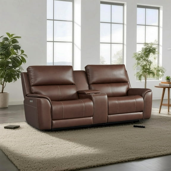 95" W Premium Genuine Leather Triple-Power Double Width loveseat with Zero Gravity, USB & Type-C Ports