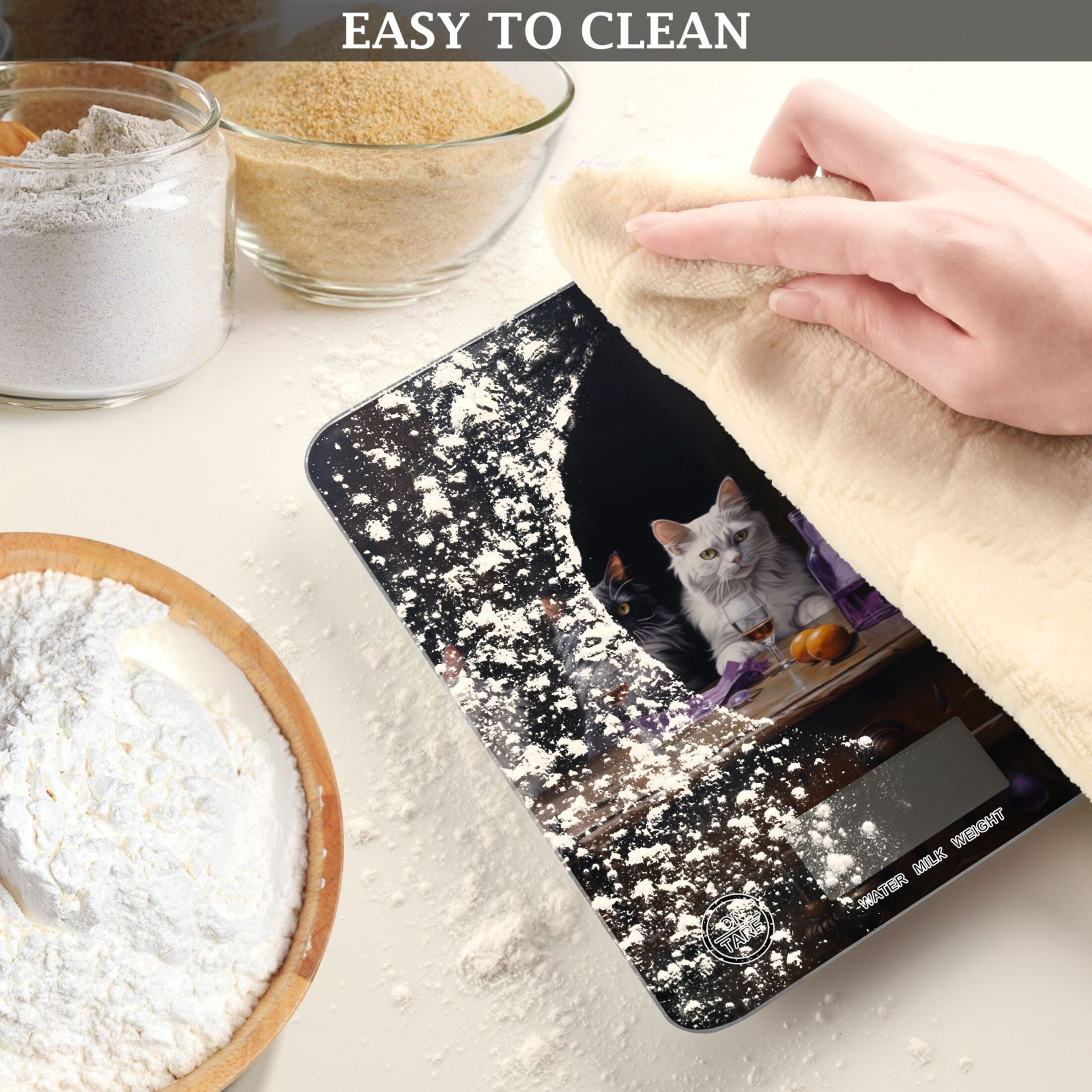 Cats Desk Drink Food Scale Digital Kitchen Scale Waterproof Tempered Glass Tare Function 11 lb for Baking Cooking Meal Prep