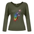 thumbnail image 3 of ICHUANYI Liquidación Moda Mujer Casual V-Cuello Estampado Camiseta de manga larga ICHUANYI WER202308232994, 3 of 3
