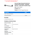 thumbnail image 2 of Front Left Upper Rearward Control Arm and Ball Joint Assembly - Compatible with 2017 - 2022 Audi A5 Quattro Coupe 2018 2019 2020 2021, 2 of 2