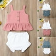 thumbnail image 1 of Summer Toddler Kids Baby Girls Cropped Tank Top Shorts Party Outfit 1-6 Years, 1 of 5