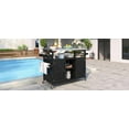 thumbnail image 4 of Outdoor Kitchen Island, Rolling Bar Cart & Storage Cabinet, Farmhouse Solid Wood Outdoor Grill Table with Stainless Steel Top, Spice Rack , Towel Rack for Kitchen & Barbecue, Black, 4 of 33