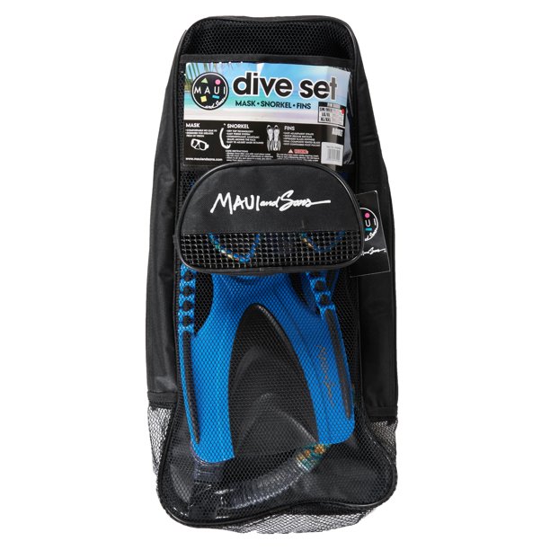 Maui And Sons Island Oasis 3 Piece Diving Set Mask Snorkel Fins