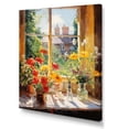 thumbnail image 2 of Designart "Summer Flowers from Farmhouse Windows III" Floral Canvas Wall Art - Traditional Yellow Window Hallway Wall Art Decor, 2 of 6