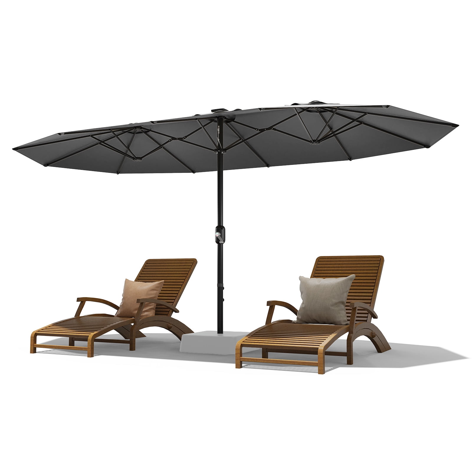 Memoryfield 13 FT Large Double-Sided Patio Umbrella, Outdoor Rectangle Market Umbrella with Crank Handle for Pool, Lawn & Garden, Gray