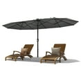 thumbnail image 4 of Memoryfield 13 FT Large Double-Sided Patio Umbrella, Outdoor Rectangle Market Umbrella with Crank Handle for Pool, Lawn & Garden, Gray, 4 of 13