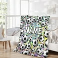 thumbnail image 3 of Custom Soccer Blanket with Name - 60x50 Inches Sports Throw Blanket Gifts for Kids, Adults, White Soft Warm Fuzzy Blankets for Bed, Couch, 3 of 5