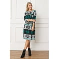 thumbnail image 5 of Aztec Print 3/4 Sleeve Blouson Midi Dress | 2 Colors | S-3X, 5 of 13