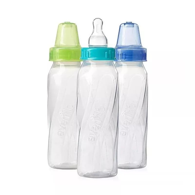 3-Pack 8 fl oz Clear Standard Baby Bottles with Level 1 Slow Flow Silicone Nipples, BPA-Free Plastic, Micro Air Vents, Ounce and Milliliter Volume Markings, Newborn Feeding
