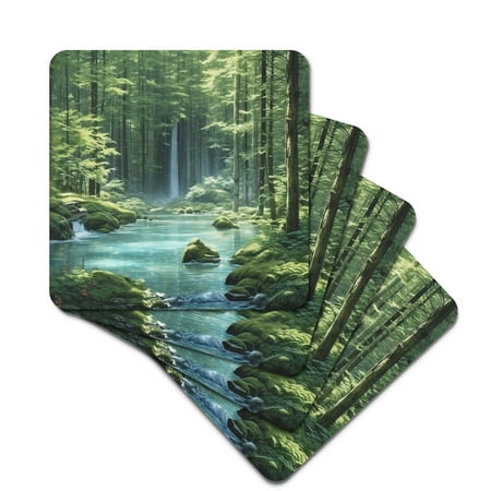 

Rubber Square Coasters Not Easily Deformed Soft and Have Thermal Insulation Properties with Landscape Style Coasters
