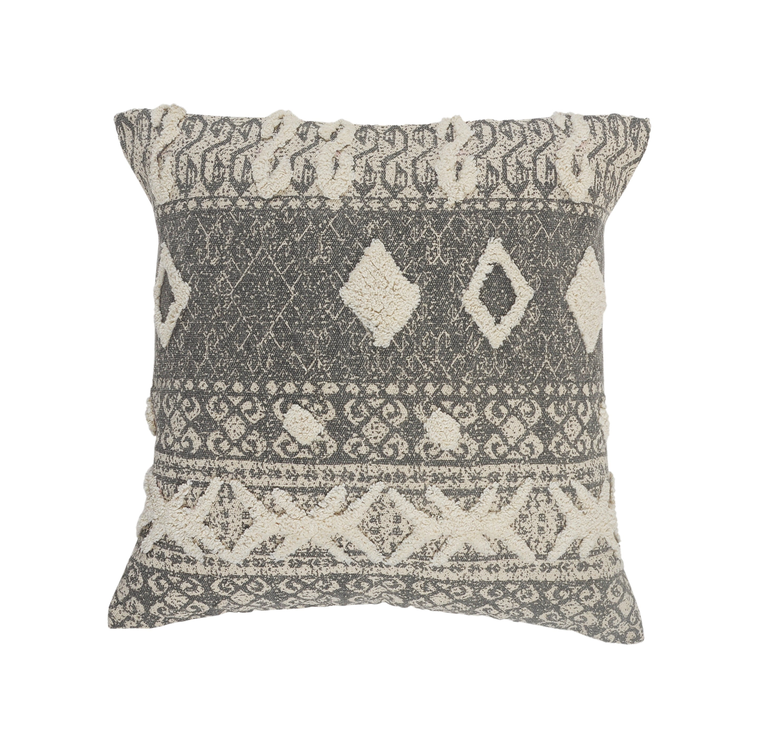20 x 20 LR Home Gray Traditional Textured Geometric Throw Pillow