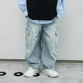 thumbnail image 4 of Tiijoy Boys Wide Leg Cargo Jeans Toddler Vintage Baggy Denim Pants Casual Trousers, Sizes 4-5, 4 of 8