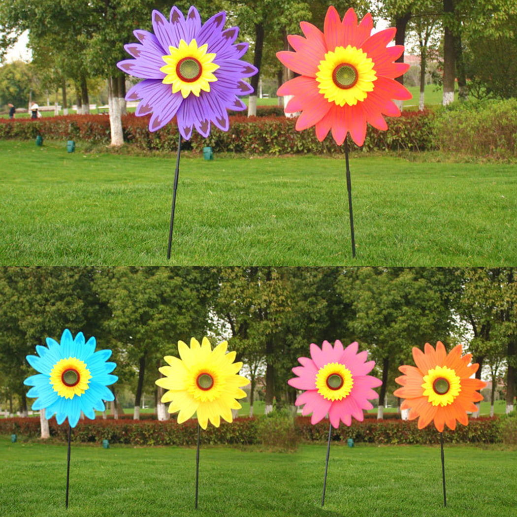 B bangcool Kids Pinwheel 3D Sunflower Plastic Toy Windmill Party Pinwheel Wind Spinner for Kids Outdoors 