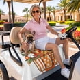 thumbnail image 3 of Golf Cart Seat Covers for 2 Seater,Burnt Orange Floral Microfiber Cart Seat Towel Blanket,Rustic Pumpkin Sunflower Botanical Striped Absorbent NonSlip Bench Seats Protector for Golf Course 51"x31", 3 of 9