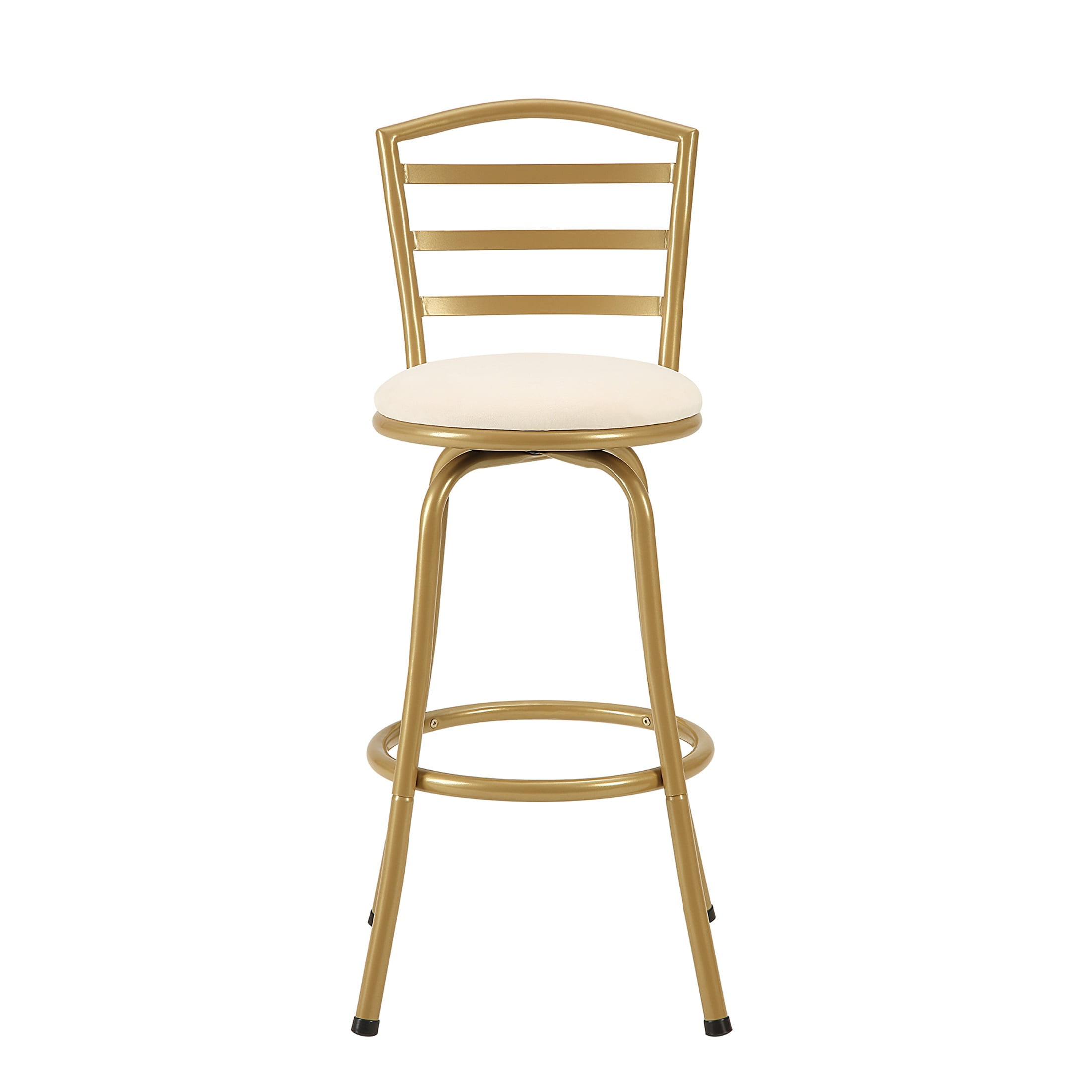 Mainstays 3 Pack Indoor Adjustable 24" or 29" Swivel Gold Metal Barstool, Cream Seat