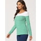 thumbnail image 3 of CamiseDe ManLarPaMujer bloque de colorrayas triple color simple Blanco Verde L, 3 of 6