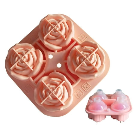 

Rose Ice Cube Mold | Flexible Silicone 3D Rose Ice Cubes Maker | 4 Cells Reusable Rose Shaped Ice Molds For Whiskey Cocktails Bourbon Vodka And Juice Beverages (Green And Pink)