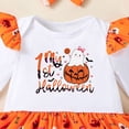 thumbnail image 6 of newwalpole My First Halloween Baby Girl Outfits Newborn 1st Halloween Dress Ruffle Romper Pumpkin Suspender Skirt 0-18 Months (White, 6-9 Months), 6 of 7