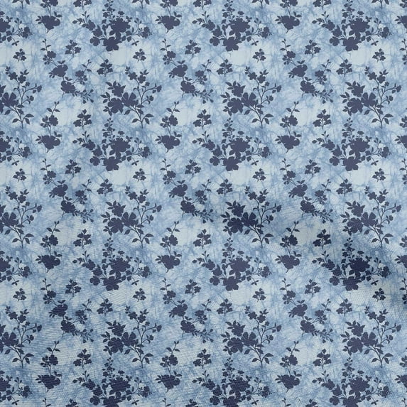 oneOone Velvet Blue Fabric Florals Diy Clothing Quilting Fabric Print Fabric By Yard 58 Inch Wide