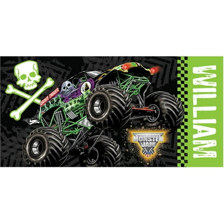 Personalized Monster Jam Grave Digger Kids Beach Towel