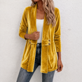 thumbnail image 6 of Shawl Collar Velvet Jacket for Women Open Front Long Sleeve Longline Cardigan Button Detail Dressy Going Out Business Casual Work Office Winter, 6 of 6