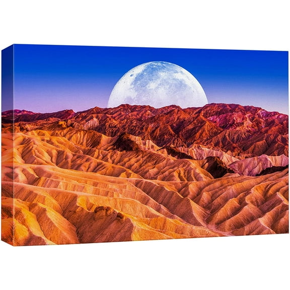 wall26 Canvas Print Wall Art Moon Southwest Desert Mountain Valley Nature Wilderness Photography Realism Rustic Scenic Landscape Zen Colorful for Living Room, Bedroom, Office - 16x24 inches