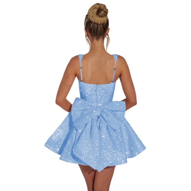 Vestido de bienvenida Dessiny Modest con lentejuelas brillantes, Aline, azul cielo