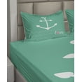 thumbnail image 4 of Ambesonne Nautical Fitted & Top Sheet Set with Shams, Anchor Heart Shapes, Green Pink White, 4 of 5