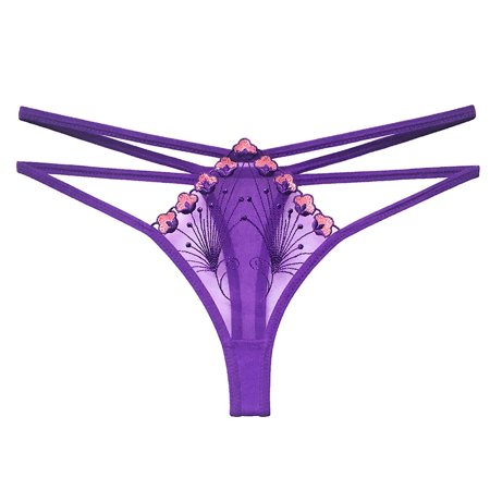 

Womens Lingerie Underwear Women Thongs Panties Ladies Hollow Out Low Waist Panties Purple