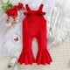 thumbnail image 4 of Odeerbi 0-7 Años Niñas Terciopelo Traje Arco Flamed Romper Cómodo Casual Color Sólido Alta Cintura Overalls Bib Pantalones Generales, 4 of 5