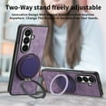 thumbnail image 4 of Dteck Case for Samsung Galaxy Z Fold 4 with Ring Kickstand, Shockproof PC+Leather Case Ring Holder Stand Cover for Galaxy Z Fold 4,Purple, 4 of 11