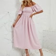 thumbnail image 6 of Lmnyox Off Shoulder Maxi Dress for Women Casual Puff Short Sleeve Dress Flowy Cocktail Party Dress, 6 of 7
