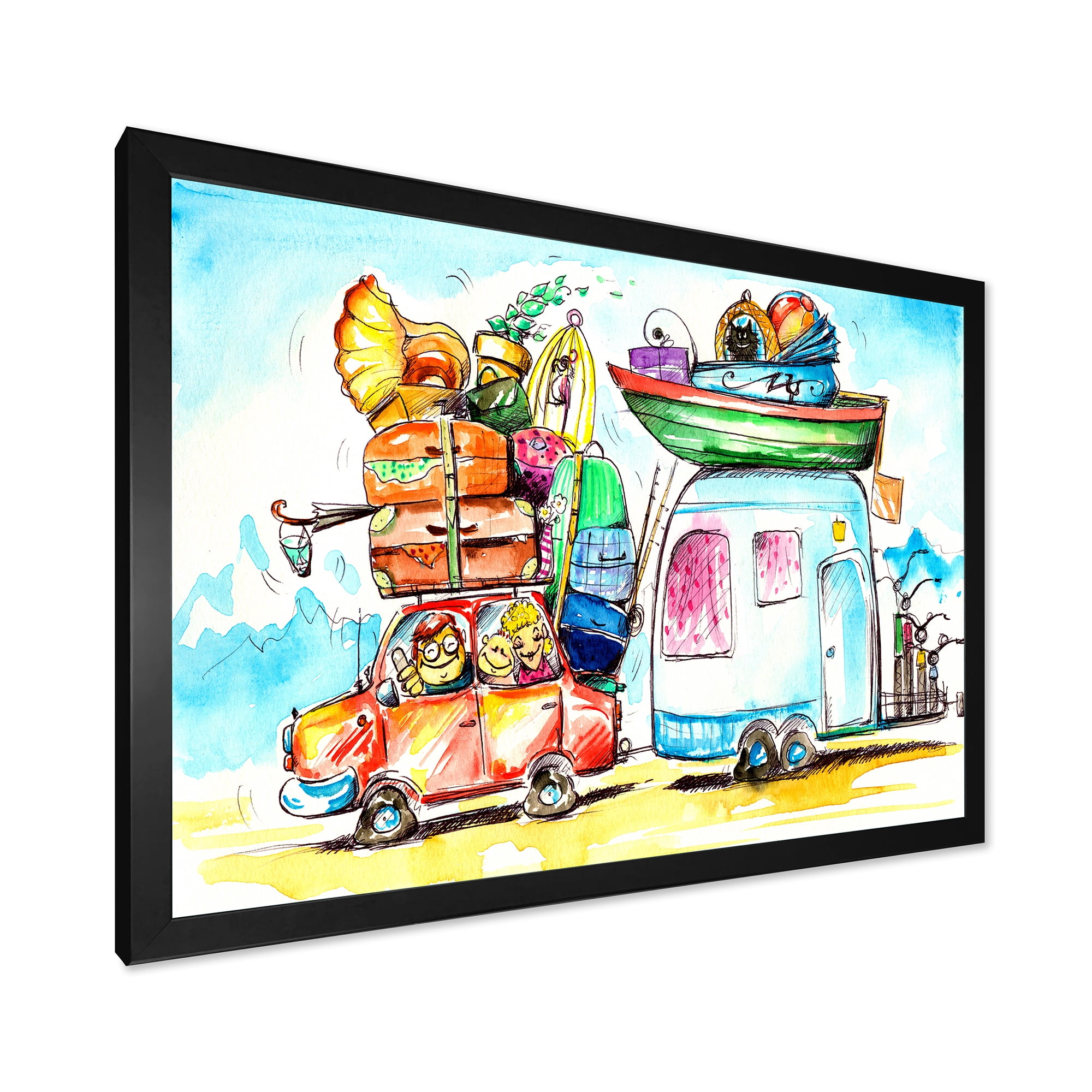 Designart 'Caravans With Family Travel' Farmhouse Framed Art Print