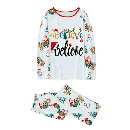 

TAIAOJING Women Christmas Pajamas for Family Pjs Matching Sets Believe Santa Claus Elk Loungewear Family Matching Pajamas Set Men Kids Baby Sleepwear
