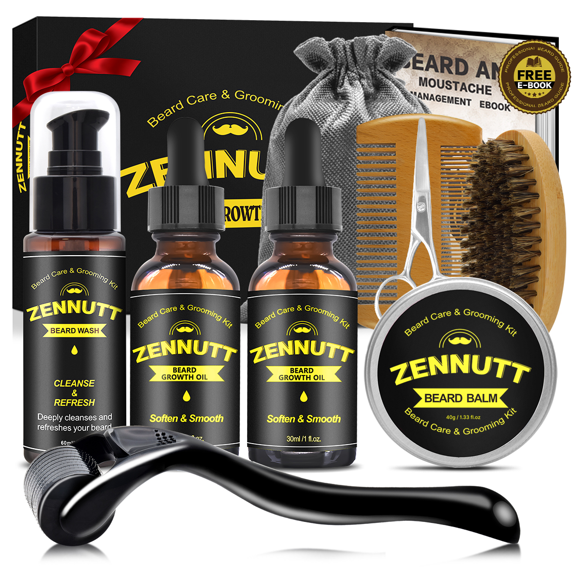 ZENNUTT Beard Growth Grooming Kit ,W/Beard Derma Roller,2 Pack