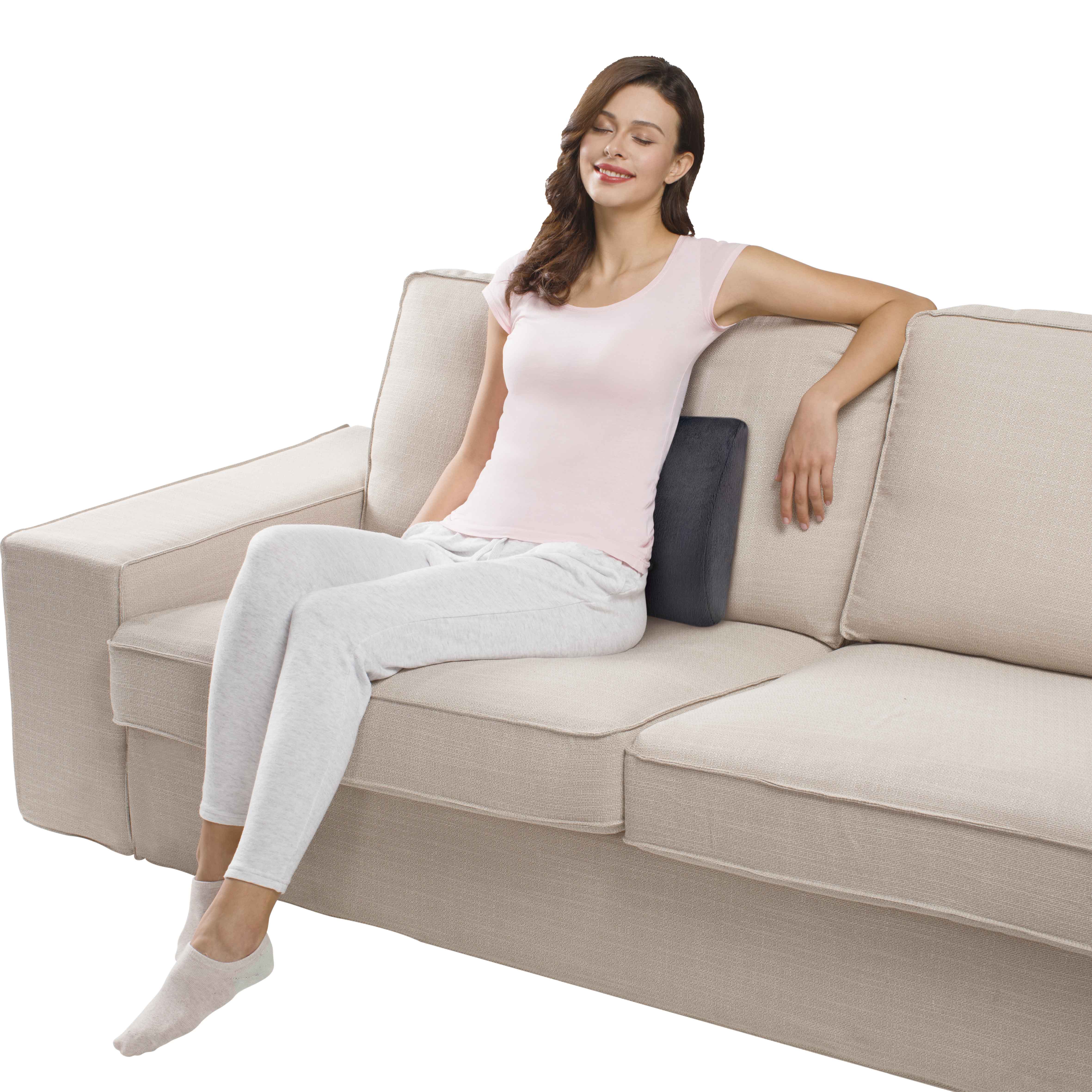 Health Touch Memory Foam Massaging Lumbar Support, Back Vibration Massage, Battery Operated
