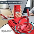 thumbnail image 3 of Magnetic Case for Samsung Galaxy Z Fold 3 Case with Kickstand & Ring Holder, [Compatible with MagSafe Charging] Slim Ultra PC Back Scratch-Resistant Military Grade Shockproof Case, Red, 3 of 14