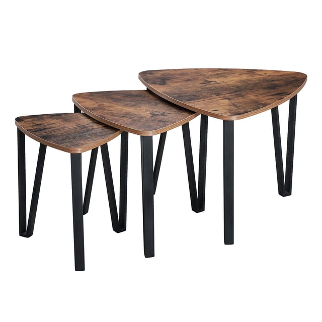 Mesas de café anidadas VASAGLE ULNT13X, rústicas, marrón/negro