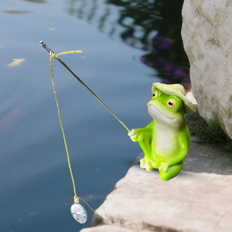 blue frog fishing pole Clearance! Haidf Fishing Statue, Funny Fishing Frogs Statues, Frog Fisher  for Garden Pond Decor, Animal Fishing Sculpture for Outdoor Lawn Yard  Garden Home Office Desk Decoration, Poolside Statue