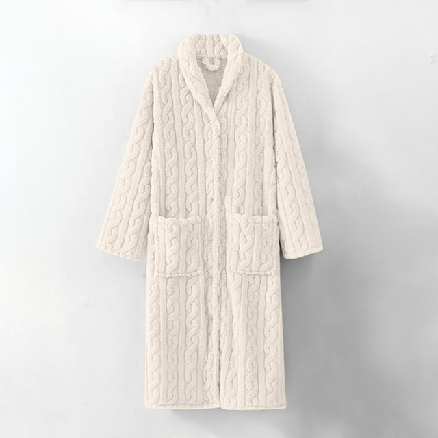 Wiyuqeen Robes Longues Boutonnées pour Femmes Décontractées en Molleton Douillet Robe Confortable Douce à Manches Longues Col Châle Pyjama Uni Uni Hiver Vêtements de Détente Moelleux