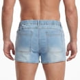 thumbnail image 6 of Ceisia Men Elastic Waist Light Wash Denim Shorts Pocket Design Casual Summer Short Jeans Light Blue L Gift, 6 of 9