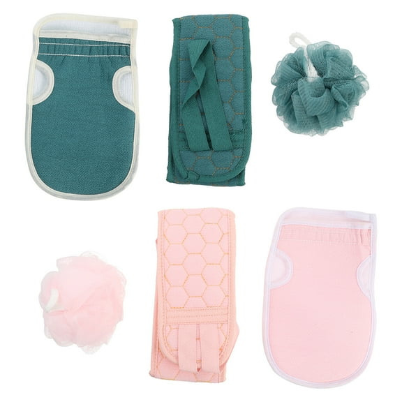 6Pcs Shower Bath Gloves Bathing Mesh Ball Exfoliating Back Skin Scrubber Strap
