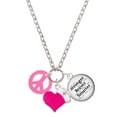 thumbnail image 1 of Delight Jewelry Acrylic Small Hot Pink Peace Sign - Hot Pink Heart Nurse Strong Zoe Necklace, 1 of 4