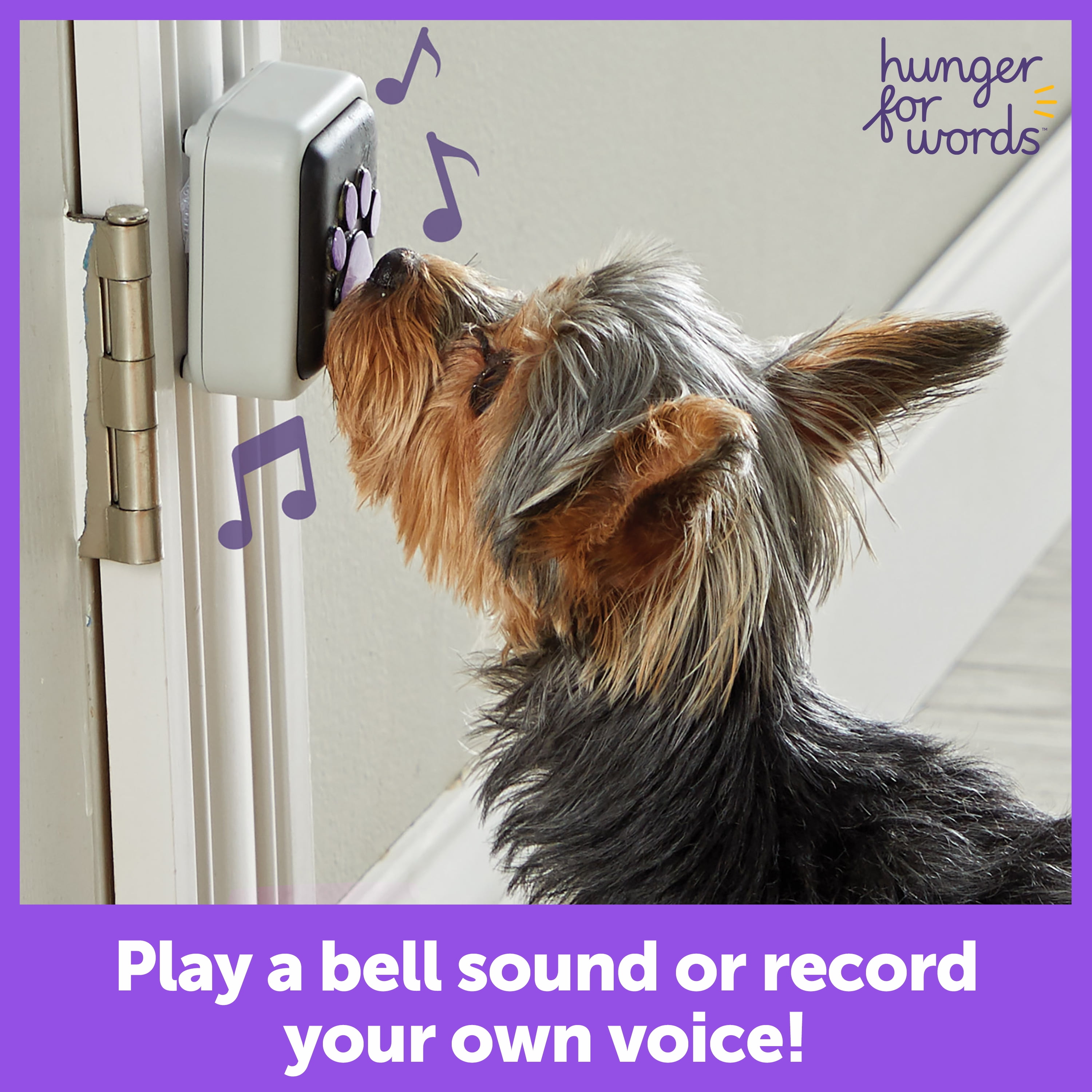 Hunger for Words Talking Pet Doorbell - Recordable Dog Training Toy, Multi-Color
