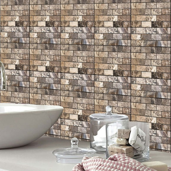 YoGold 3D Brick Effect Wall Panels Simulation Wall Stickers Self-stick Kitchen Bathroom Decor- Faux Brick Paneling for Living Room, Kitchen, Bathroom and More B