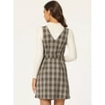 thumbnail image 4 of DARING DIVA Houndstooth Plaid Suspenders Pinafore Overall Dress S Brown Orange, 4 of 6